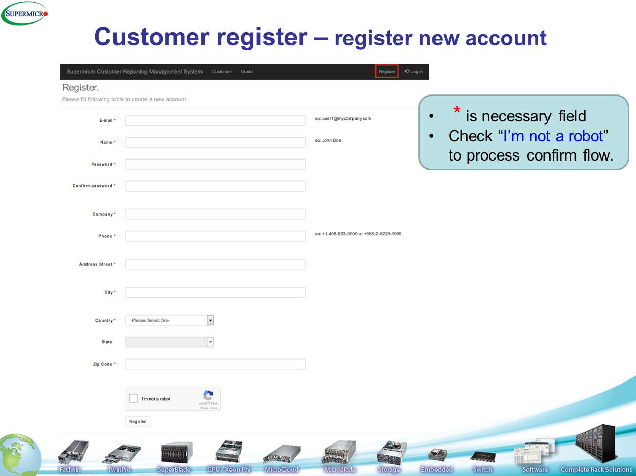 Supermicro Customer Reporting Management system